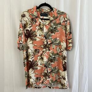 Abercrombie & Fitch Light Pink Floral Hawaiian Button Up Shirts Mens Size Large